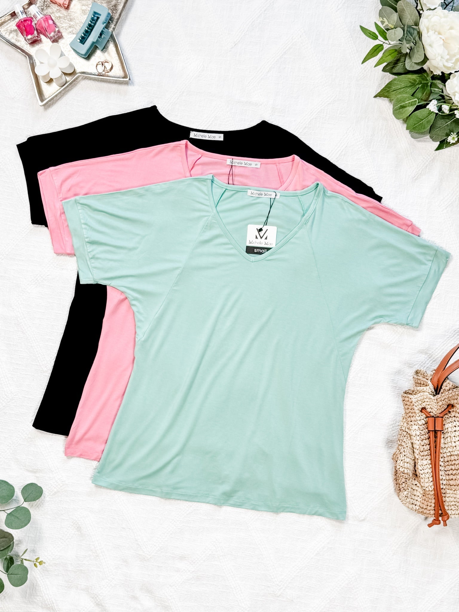 Bamboo V Neck Tee - Black